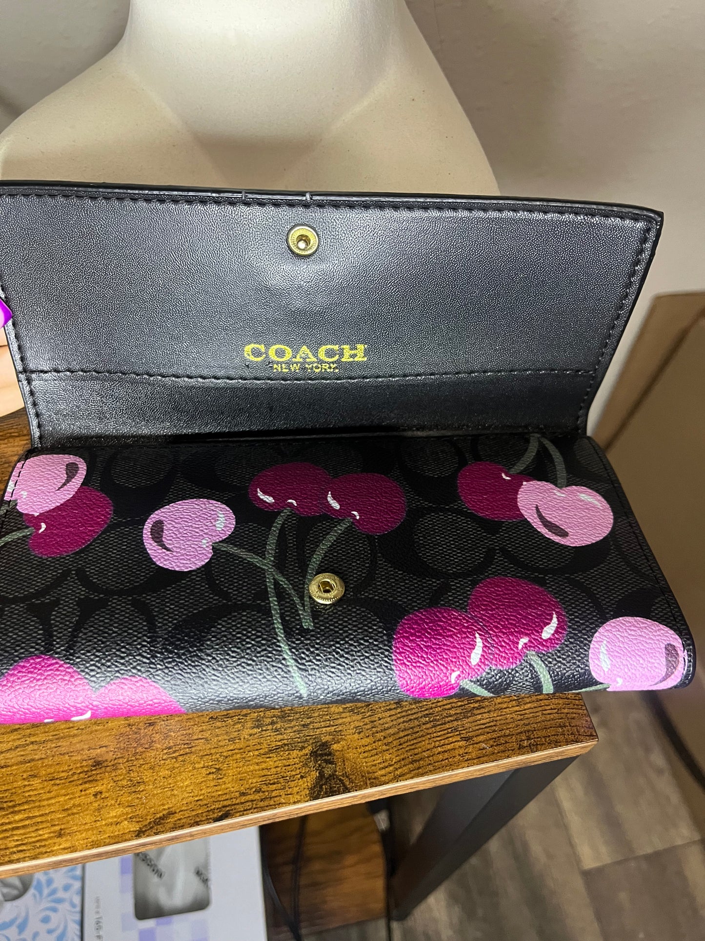 Black cherry coach wallet